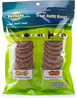 PetSafe Busy Buddy Rawhide Treat Rings Variety Pack - Long-Lasting Chew ...