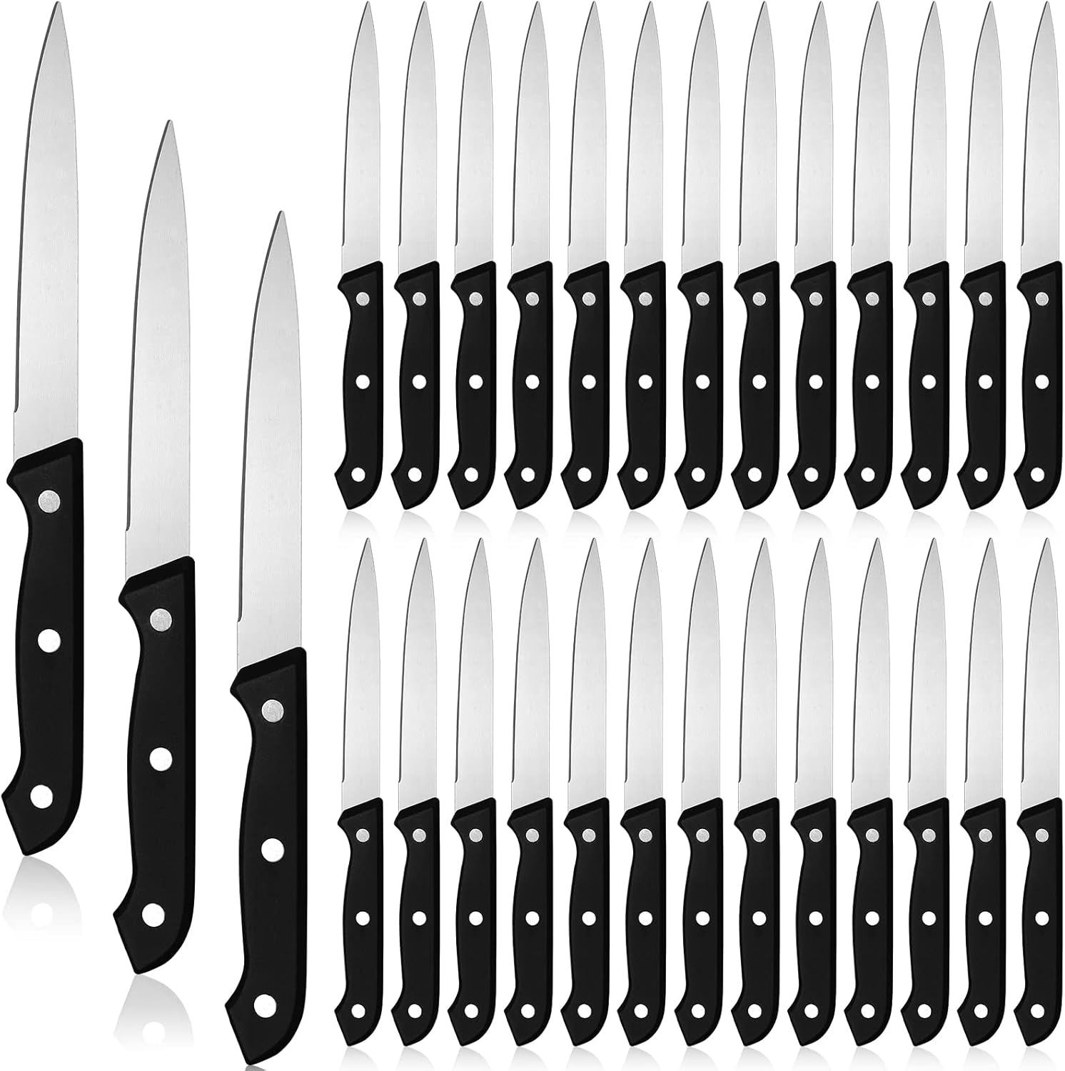 Lasnten 30 Pieces Triple Riveted Steak Knives Set Non