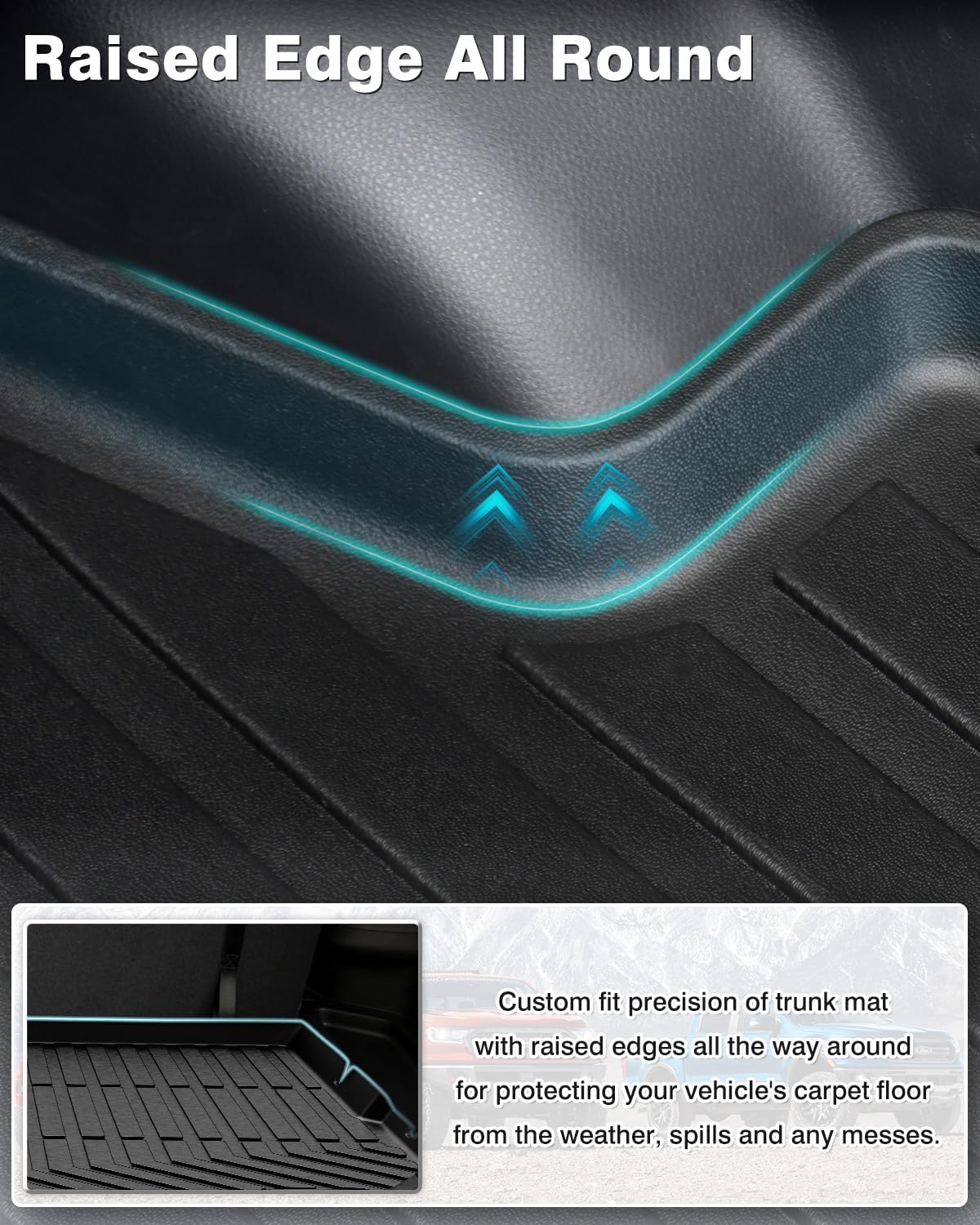 Powerty Trunk Mat for 2016-2021 2022 Honda Pilot Accessories Cargo Mats TPE All Weather Cargo Liner Back Seat Cover Heavy-Duty Trunk Liners