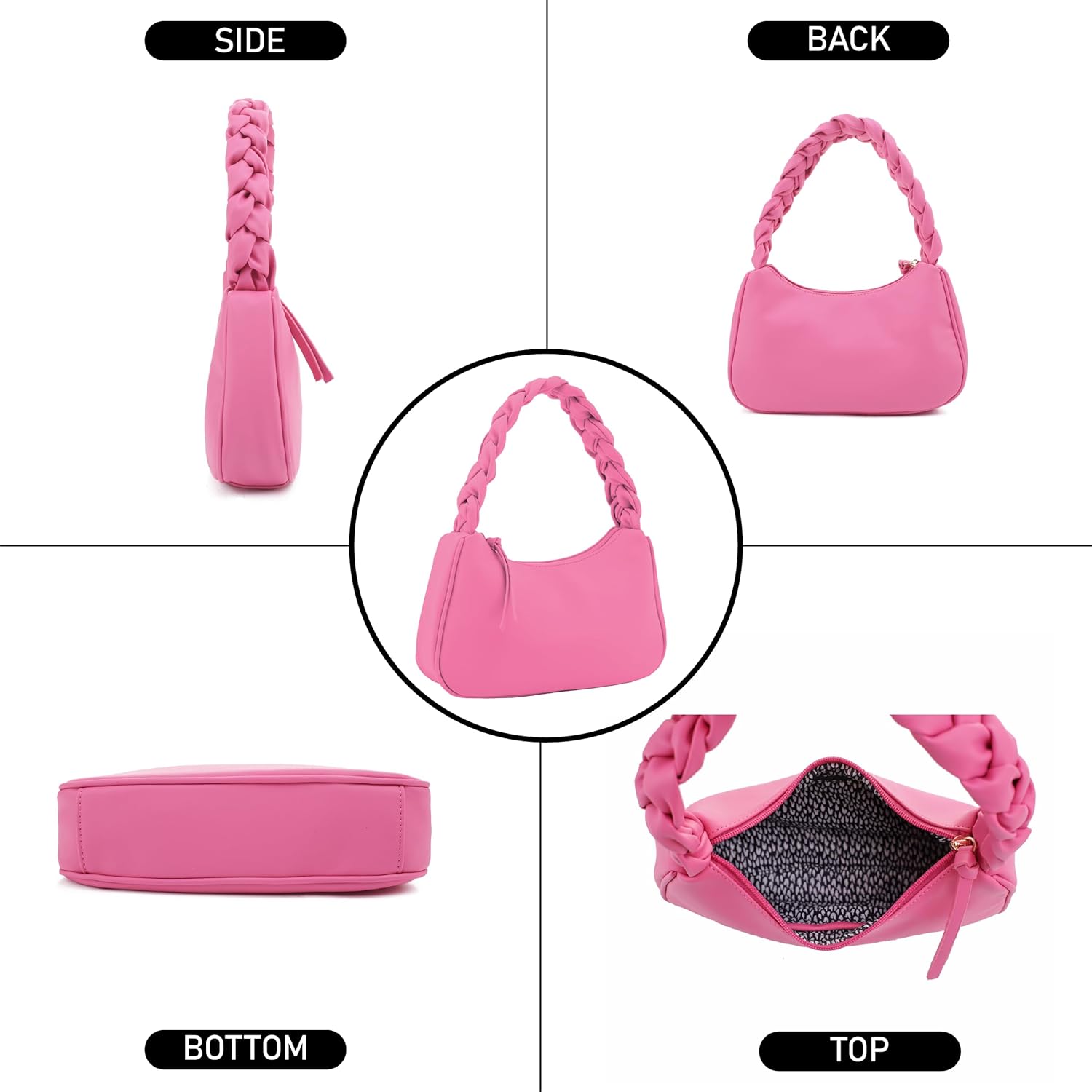 Emperia Braided Top Handle Shoulder Bag For Women, Trendy Designer Small Hobo Tote Handbag