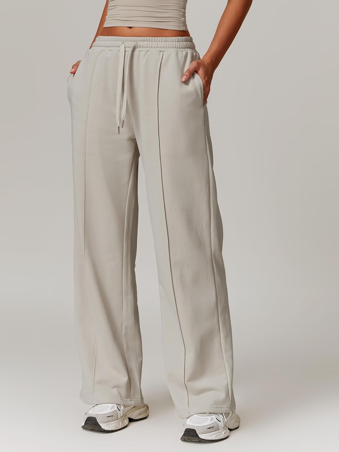 ABOCIW Womens Wide Leg Sweatpants High Waisted Baggy Sweats Pants Drawstring Athletic Joggers with Pockets - Image 3