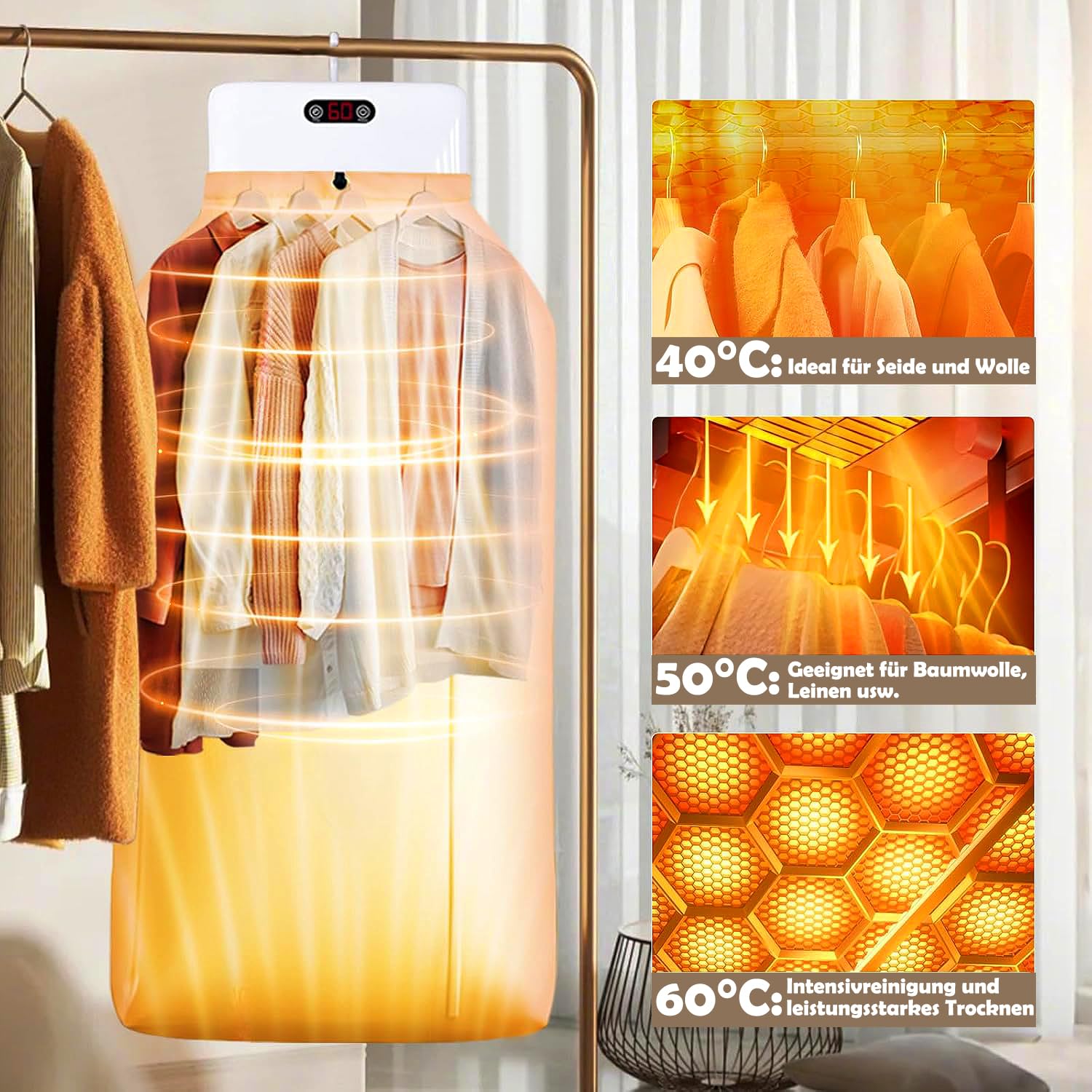 Sadodo Pequeña secadora eléctrica portátil, 600 W, mini secadora con temporizador, secador de aire caliente UV, pequeño secador de bomba de calor para apartamento, hogar, viajes, ropa eléctrica
