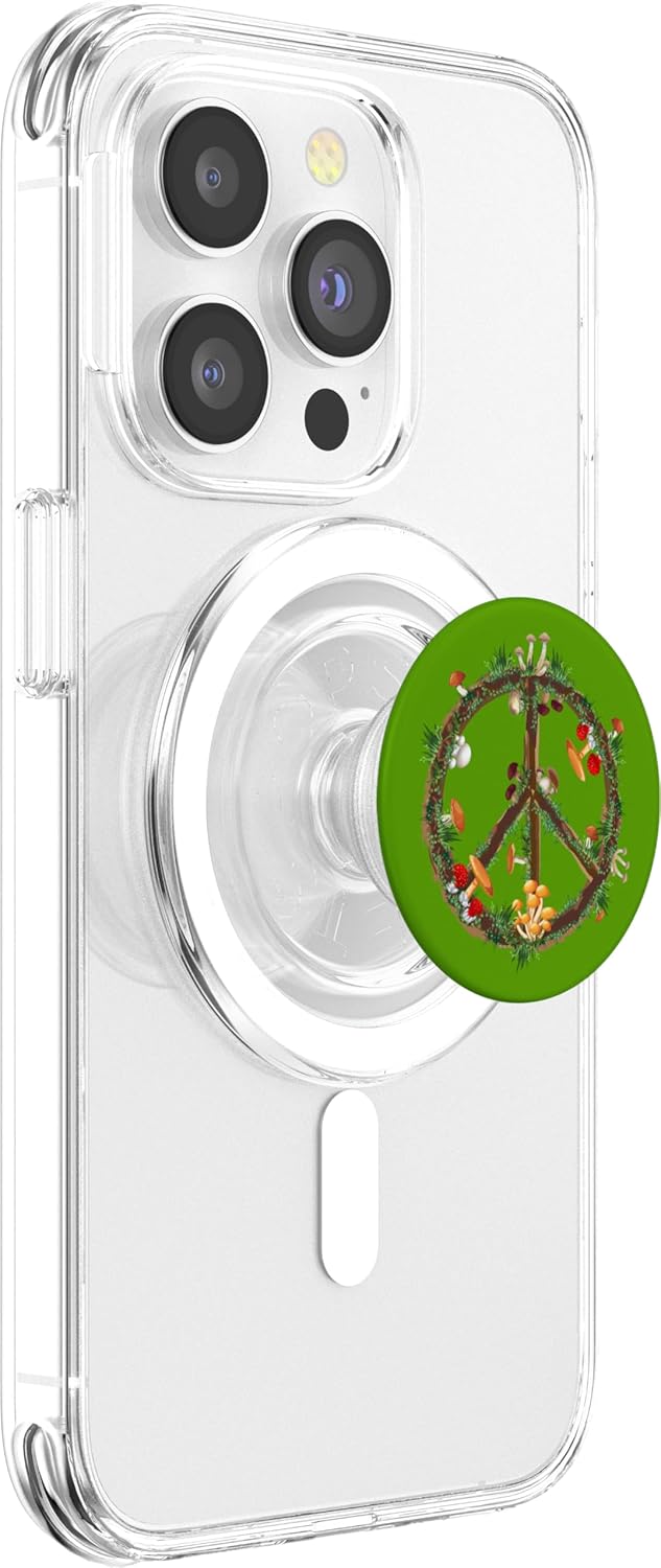 Mushrooms Peace Sign 70s Green Phone Stand PopSockets MagSafe PopGrip for iPhone
