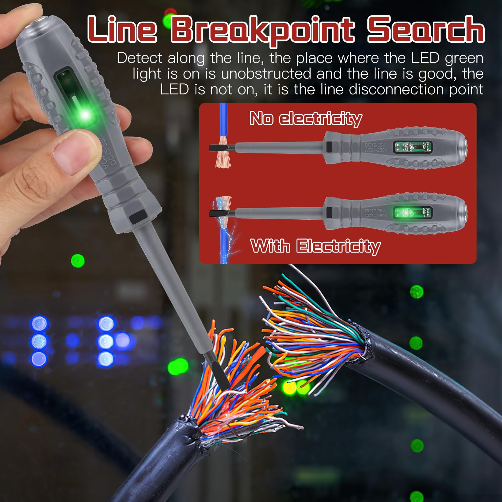 4 cacciaviti tester di tensione, tester di elettricista multifunzione, cacciavite magnetico ad alta coppia 2 in 1, penna per tester di corrente per casa, industria