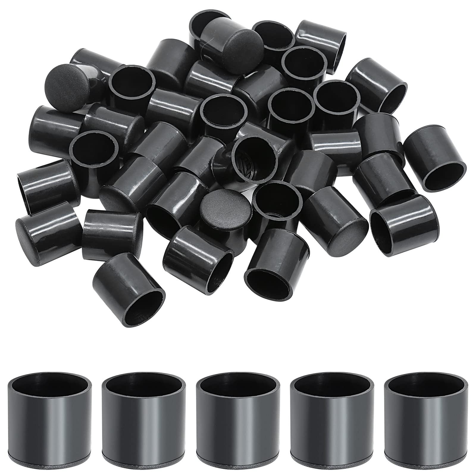 Snapklik.com : Unlorspy 40 Pcs Black Plastic End Caps, 5/8 Inch