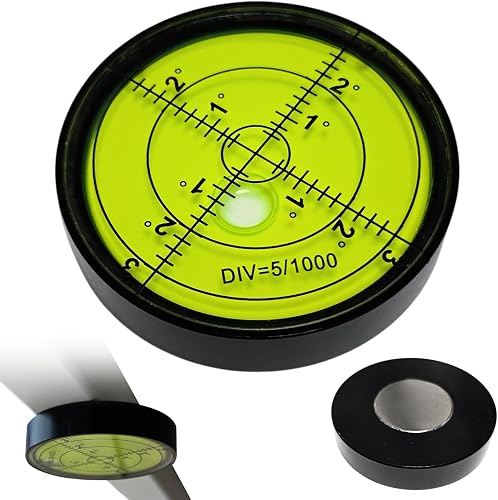 Professional Magnetic Circular Bubble Level, High Precision Spirit Level with Graduated Scale (Black)