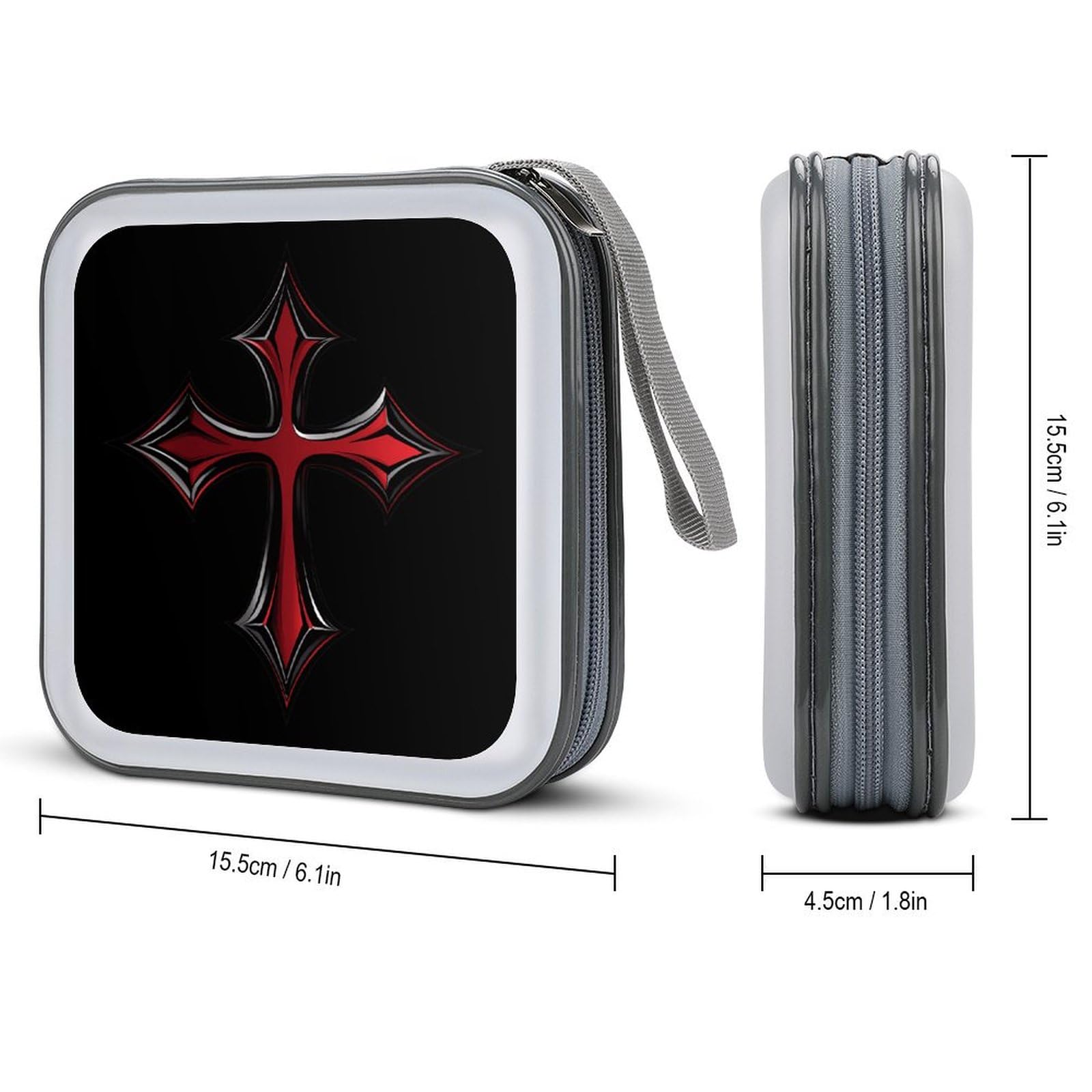 Bloody Iron Cross CD Case Portable DVD Holder Storage Organizer for Home Travel
