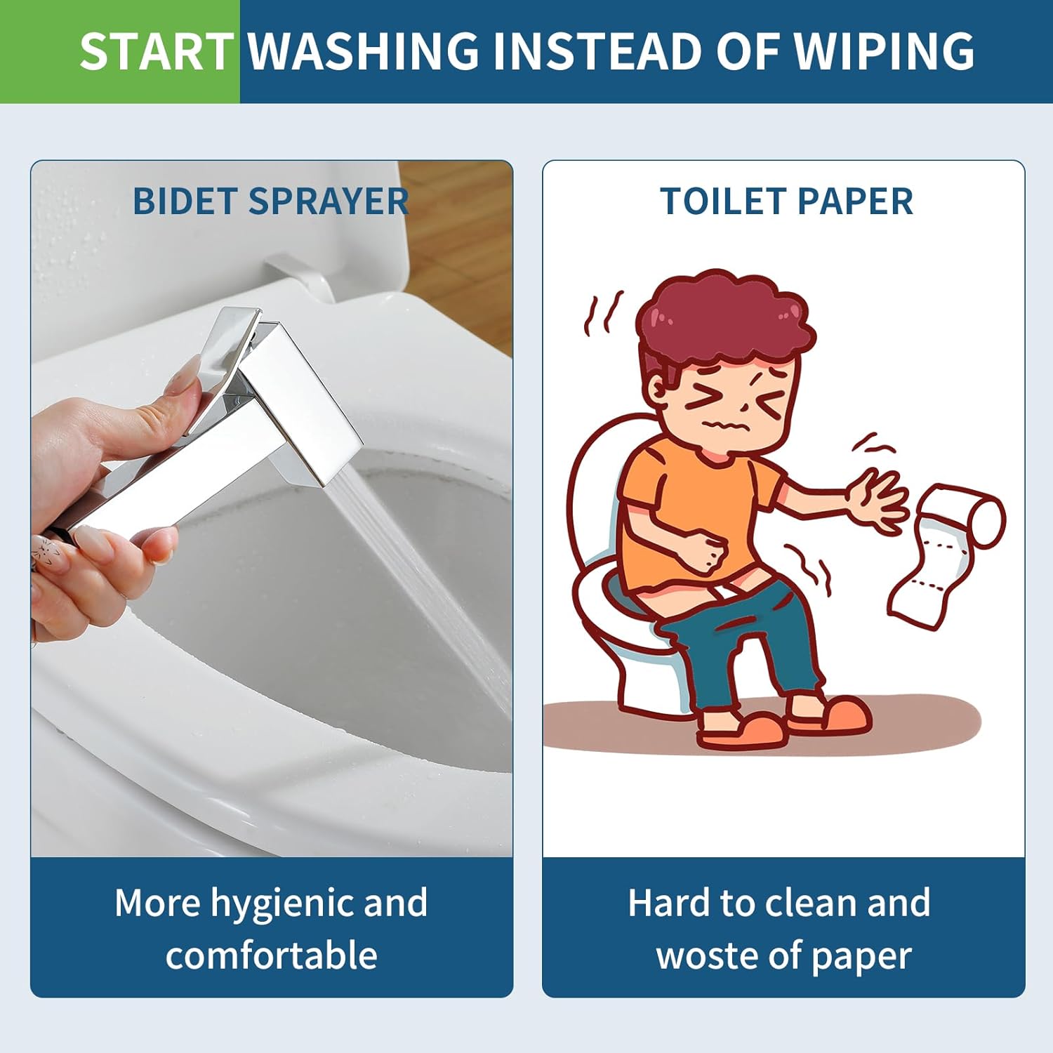 Handheld Bidet Sprayer for Toilet, Toilet Concealed Hot and Cold Bidet Spray Set, Cloth Diaper Sprayer Set,Handheld Bidet Attachment for Feminine,Brass Handheld Warm Water Sprayer,Polished Chrome