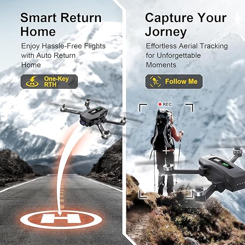 Miniatura 6 de Drone GPS con cámara 4K EIS UHD 130 FOV para adultos principiantes, TSRC M7 FPV Quadcopter con 2 baterías de tiempo de vuelo de 60 minutos, motor