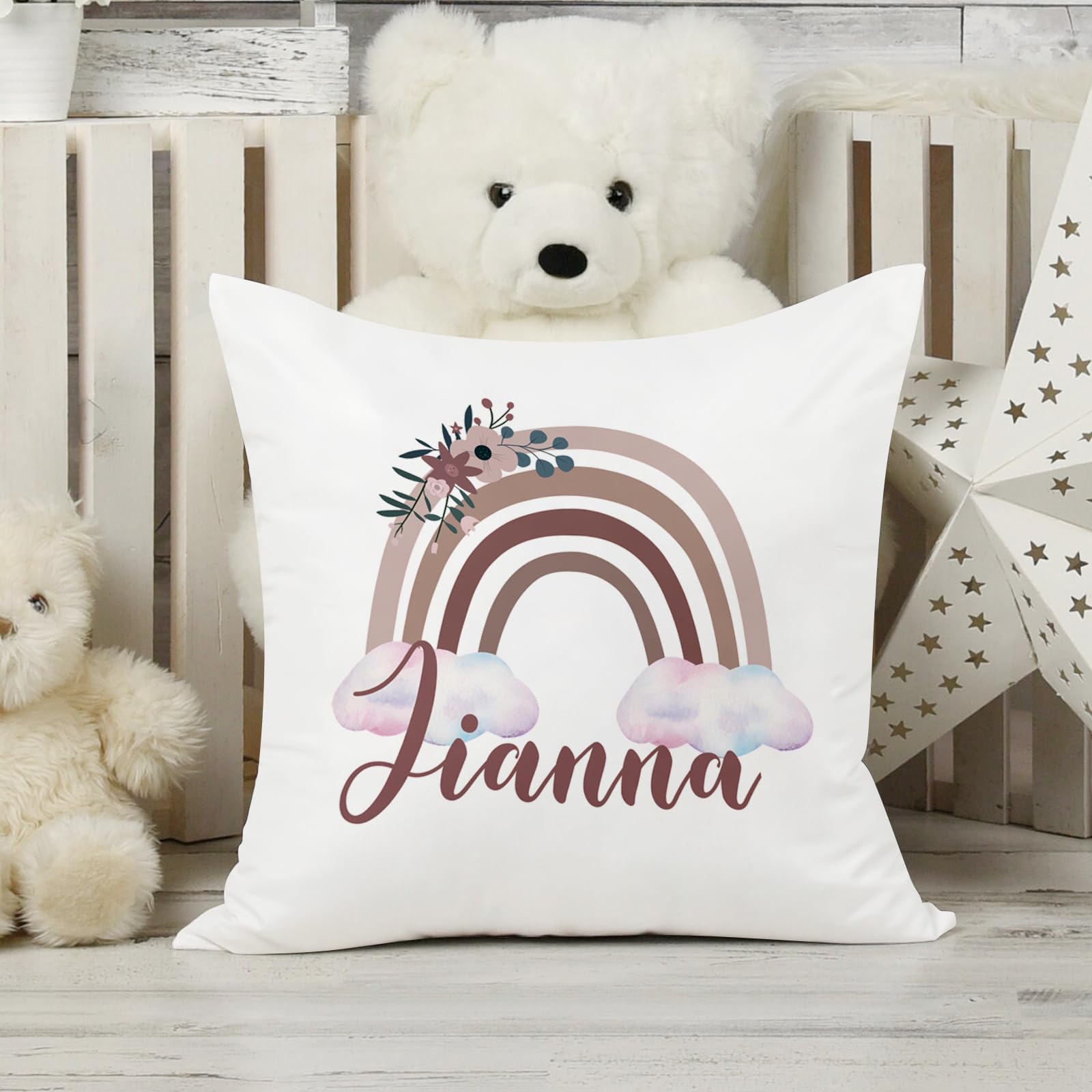 Individuelles Babybett-Bettwäsche-Set, 5-teilig, Regenbogen-Designs, personalisierte Namensdecke mit gepunkteter Rückseite, Kinderbettlaken, Wickelunterlage, Kissenbezug, Teppich für Neugeborene, Rot