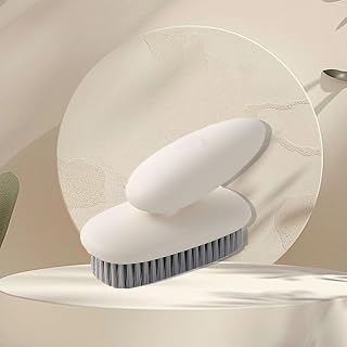 Beige Short Handle Laundry Brush and Shoe Cleaning Brush Set - Soft Bristle Household Cleaning Brushes, Dual-Purpose Washing Scrubber for Fabrics and Footwear Care(1 Pack)