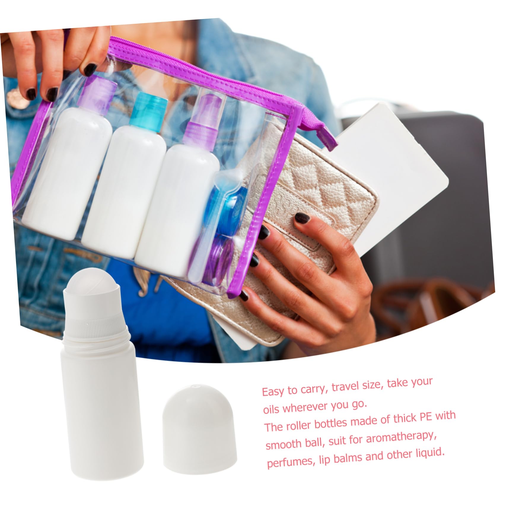 10 Pezzi Boccetta con Rullo 50ml Plastico per Profumi Oli Essenziali