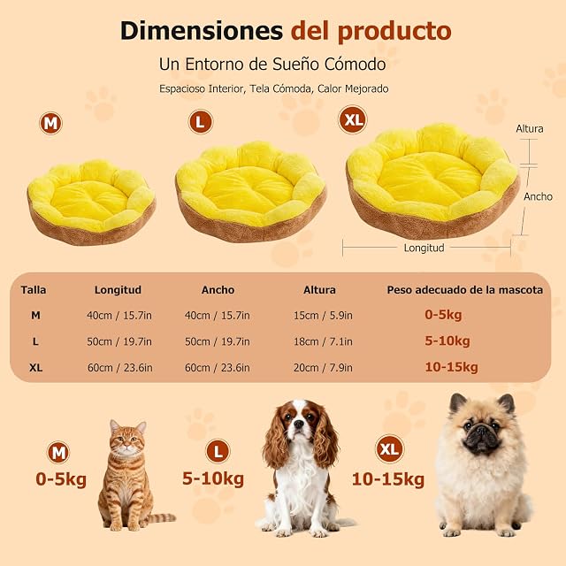 Foto 3 de 6 de PETCUTE Cama Perro Antiestres,En Forma de Flor,Cama Redonda para Gatos de Interior,Cómodo y Cálida,Lavable…
