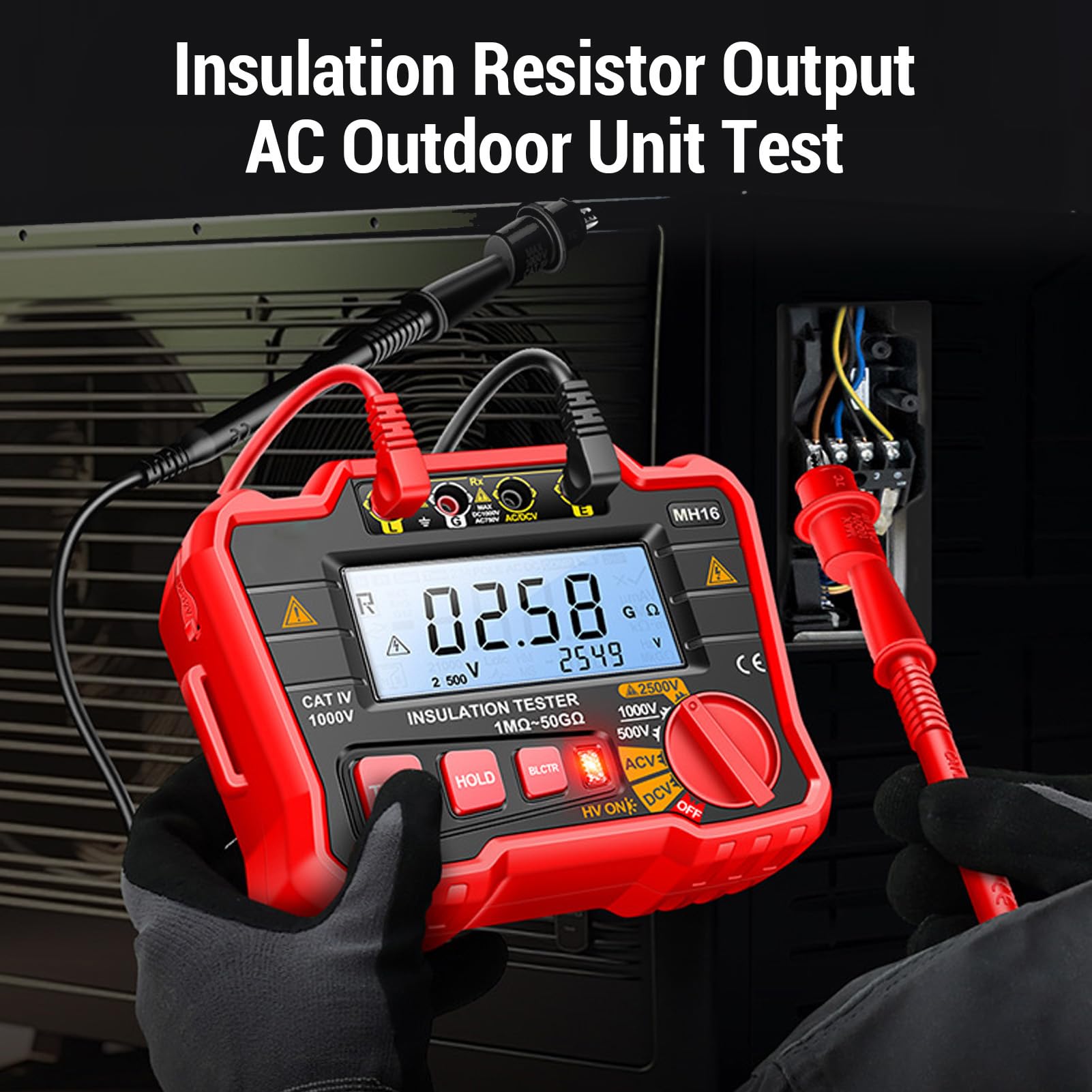 Tester Digitale per Resistore di Isolamento con Copertura Protettiva in Silicone per Test Elettrici