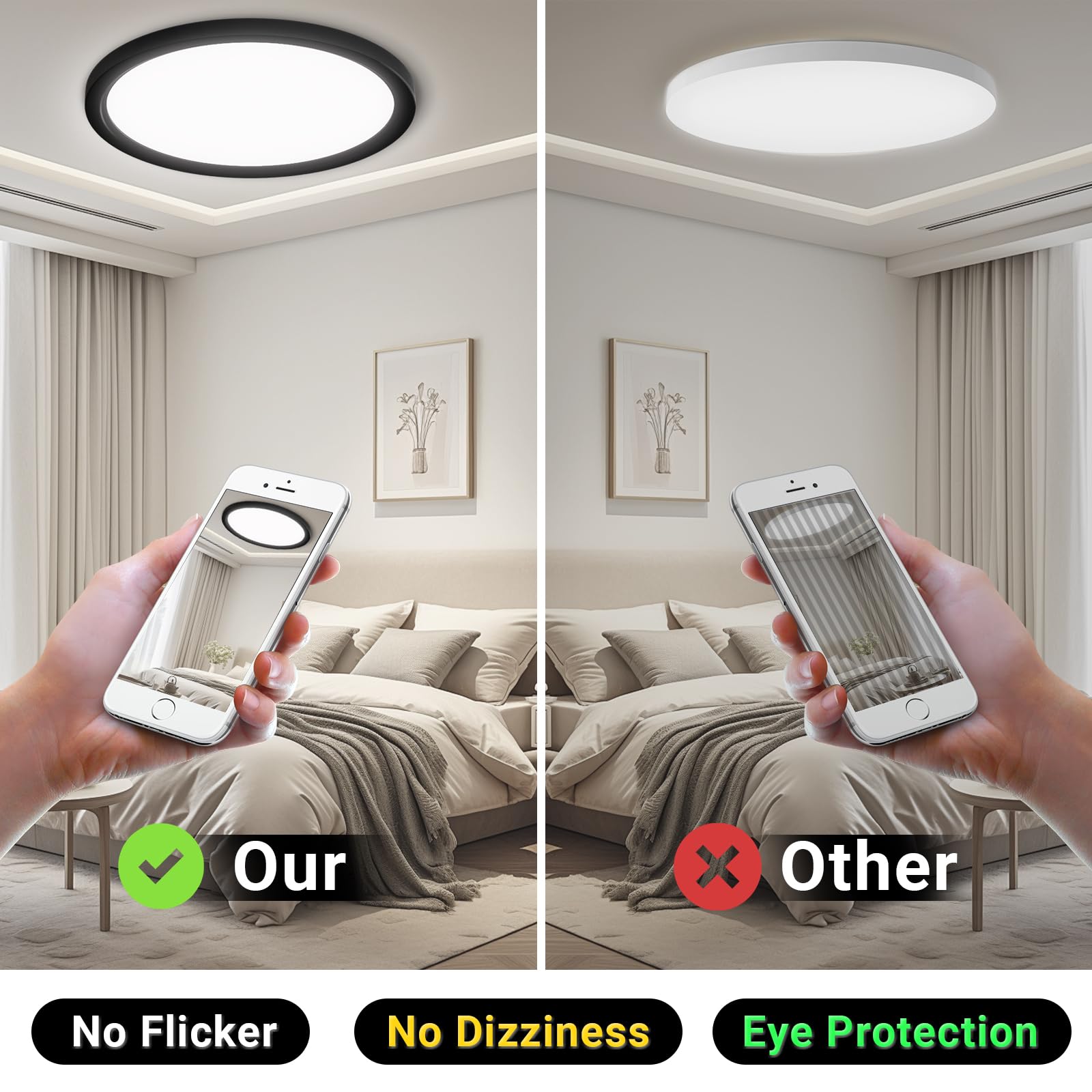 LQWELL® Plafoniera Lampada da soffitto a LED, Lampada da bagno impermeabile IP44 Rotonda Piatta 18W 6000K 1600LM Sottile per Soggiorno Bagno Camera da letto Cucina Seminterrato Ufficio, 220 * 24mm