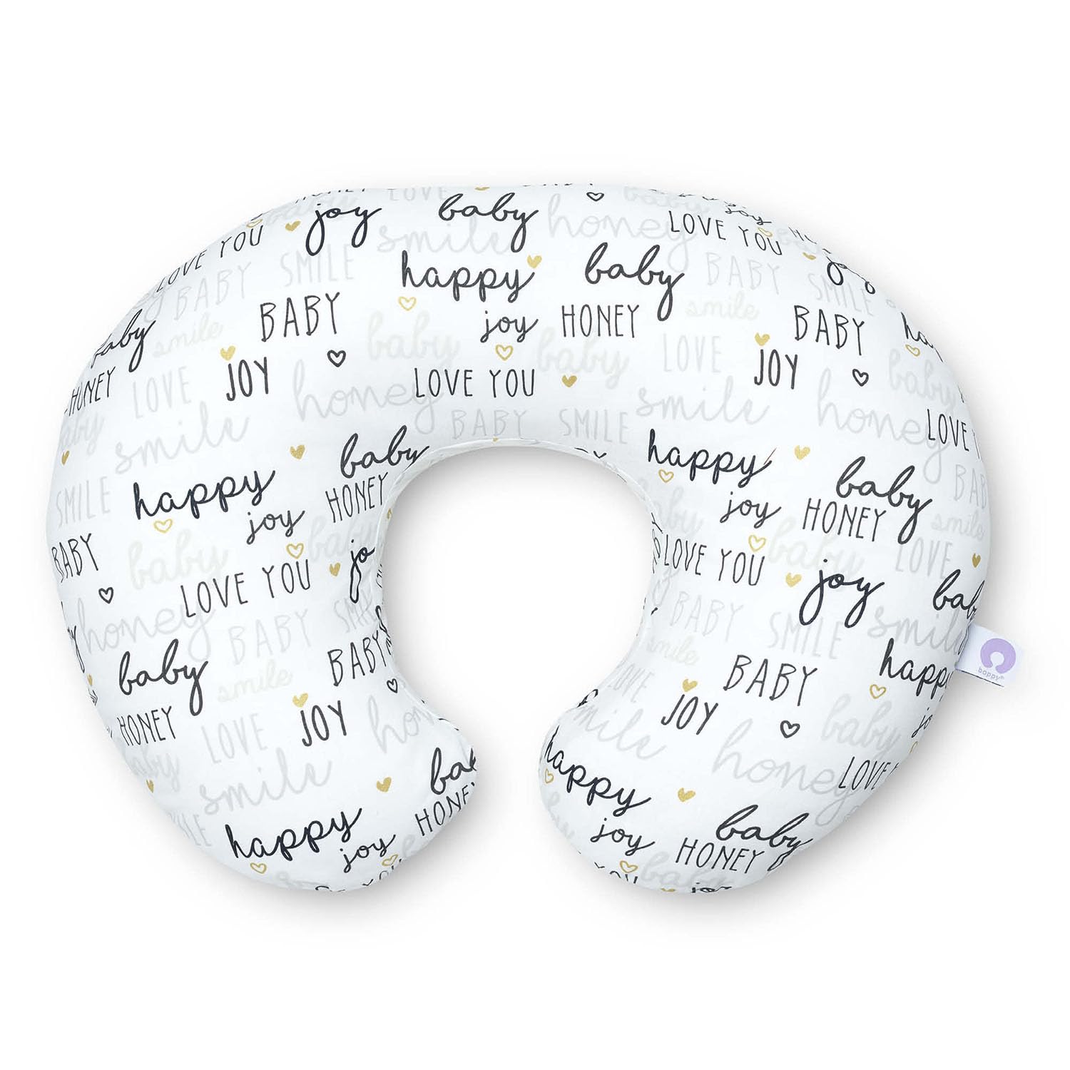 Boppy Cuscino Allattamento per Neonati 0+ Mesi, Forma Ergonomica con Supporto per Mamma e Bambino, Supporto Neonato per Allattamento al Seno e col Biberon, Lavabile in Lavatrice, Fantasia Hello Baby