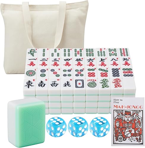 YANMEIYA American Mahjong - Juego de 166 azulejos de Mahjong de color turquesa, juego de azulejos grandes de Mahjong de 1.6 pulgadas