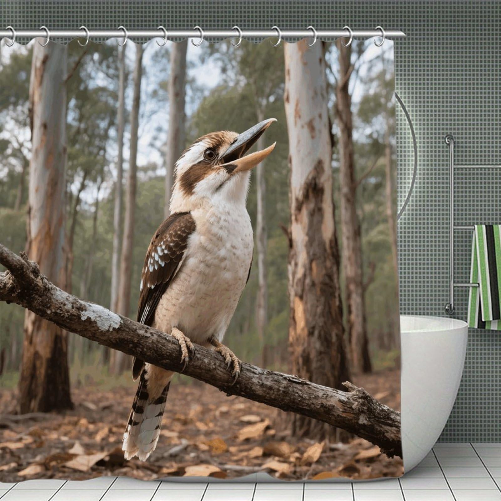 VstaDank Gray Bird Shower Curtain Waterproof Bathroom Shower Curtain with C Type Hooks Soft Lightweight Shower Curtains Liner Washable Polyester Cloth Shower Liner 71x71 Inch