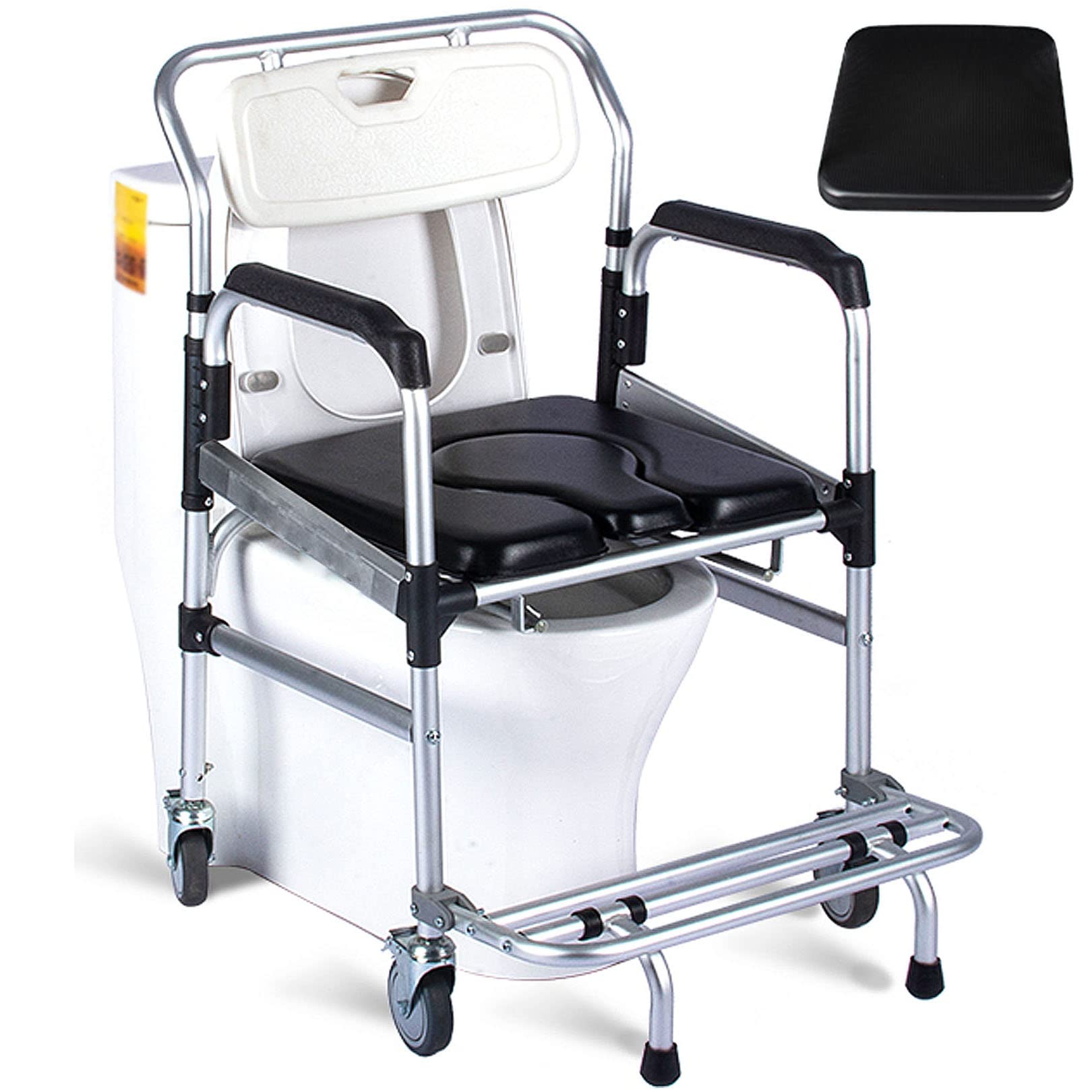 Gthtuhfd 2 Wheelchair Commode Rolling Shower Chair With 4 Brakes For Seniors, Disabled, And Injured - Mobile Transport Toilet Chair