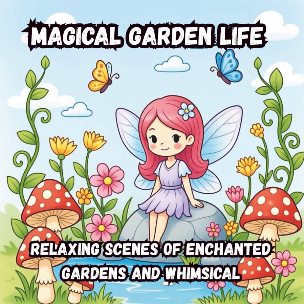 Magical Garden Life: Relaxing Scenes of Enchanted Gardens and Whimsical Creatures: A Delightful Coloring Experience for Teens and Adults to Unwind and Explore Fantasy Gardens (Coloring Book)
