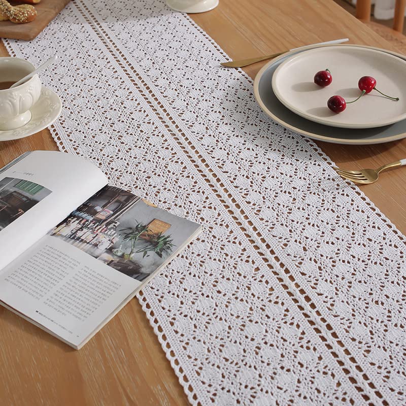 FAVE Runner da tavola in vinile intrecciato bianco intrecciato con fili dorati, 300 x 30,5 cm, resistente al calore, lavabile, tappetino per tavolo da pranzo (bianco, 30,5 x 120 cm