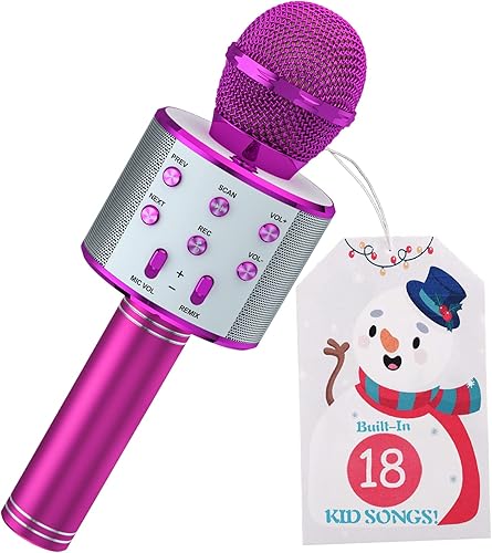 YOHIA Paquete de 2 micrófonos para cantar para niños, micrófono inalámbrico Bluetooth para karaoke, micrófono de mano portátil, máquina con altavoz,