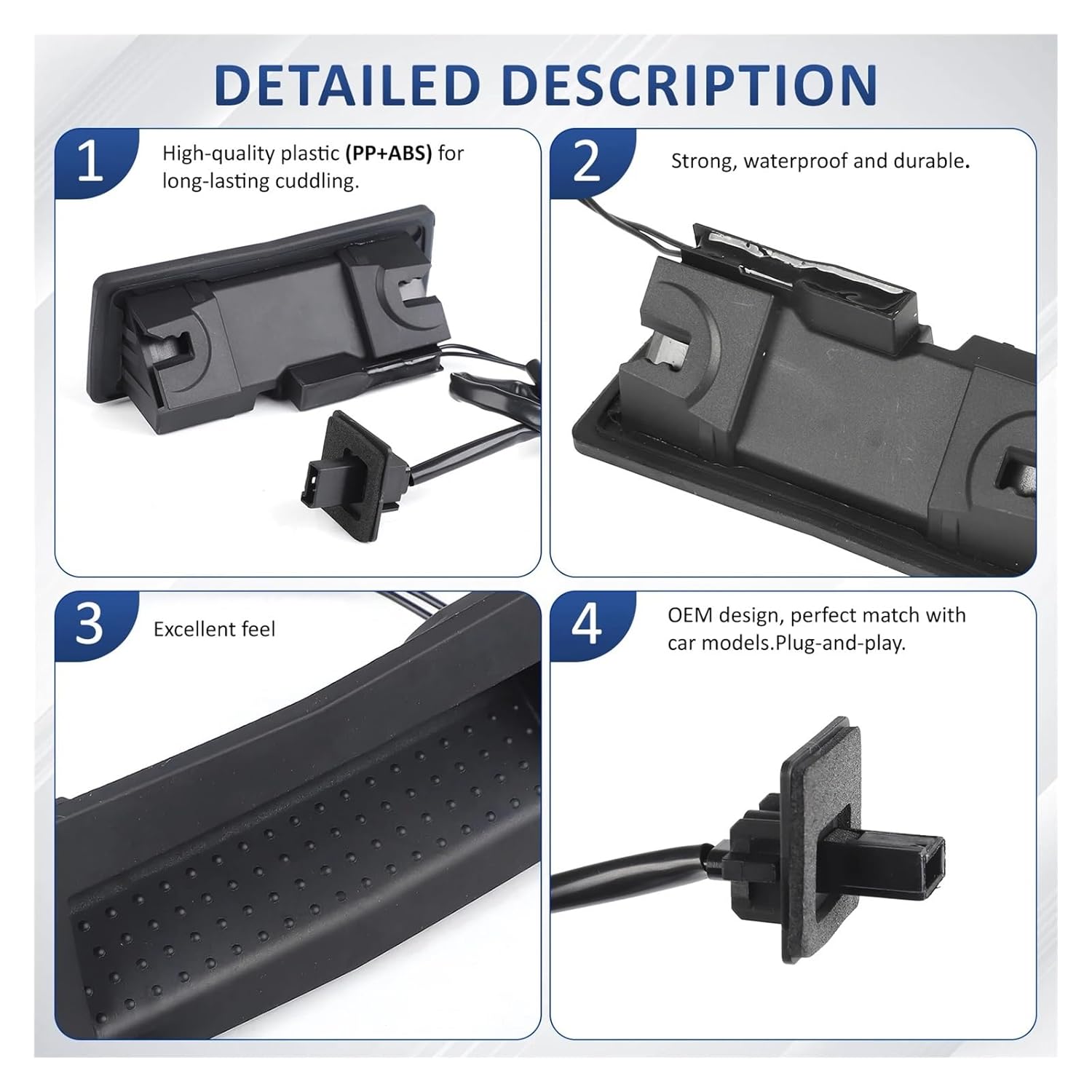 6240325 13223919 6240398 Black ABS Tailgate Switch Opening Button Car Accessories Compatible with Opel Astra H GTC L08