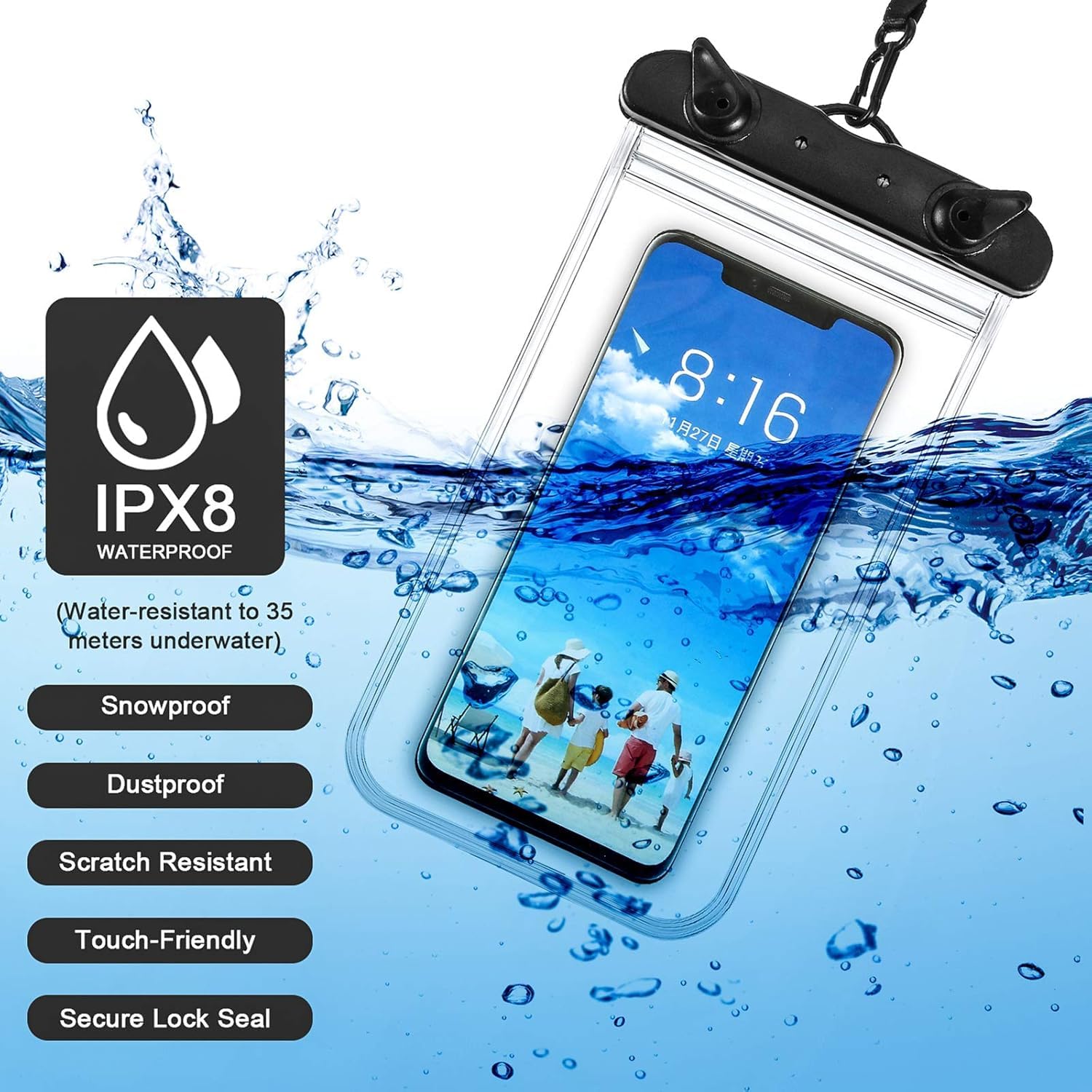 32 Stück Universal wasserdichte Handy-Taschen Klar Handy Dry Tasche mit Lanyard Outdoor Strand Schwimmen Schnorcheln Tasche Unterwasser Hülle für Smartphone bis 17,5 cm