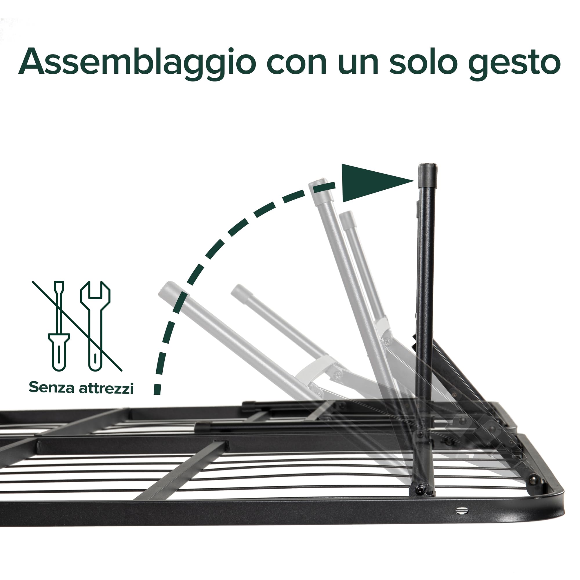 Zinus SmartBase Rete Matrimoniale 160x190 cm - Altezza 35,5 cm - Rete Letto Pieghevole in Metallo - Ottimo per Ospiti con Spazio Sottostante - Facile da Montare - Nero