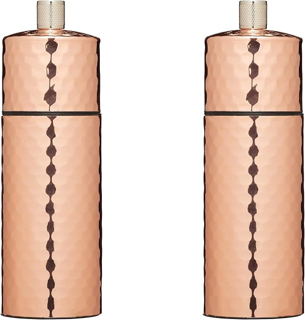 KitchenCraft MasterClass Hammered Copper Salt and Pepper Mill Set, 15 cm