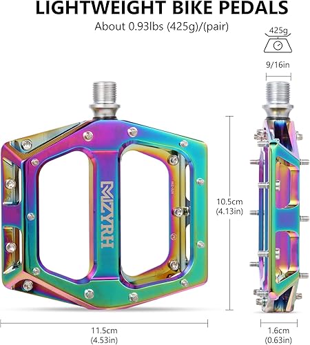 Miniatura 3 de MZYRH Pedales de bicicleta de carreteramontaña, pedales MTB de aleación de aluminio, pedales de bicicleta de 916 pulgadas con rodamiento sellado