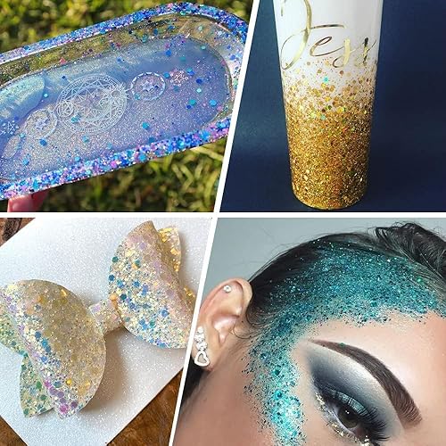 Vista 44 de Brillantina gruesa iridiscente de 3.53 oz, multiuso mixto para artes y manualidades, decoración de copas de vino, bodas, flores, cosméticos