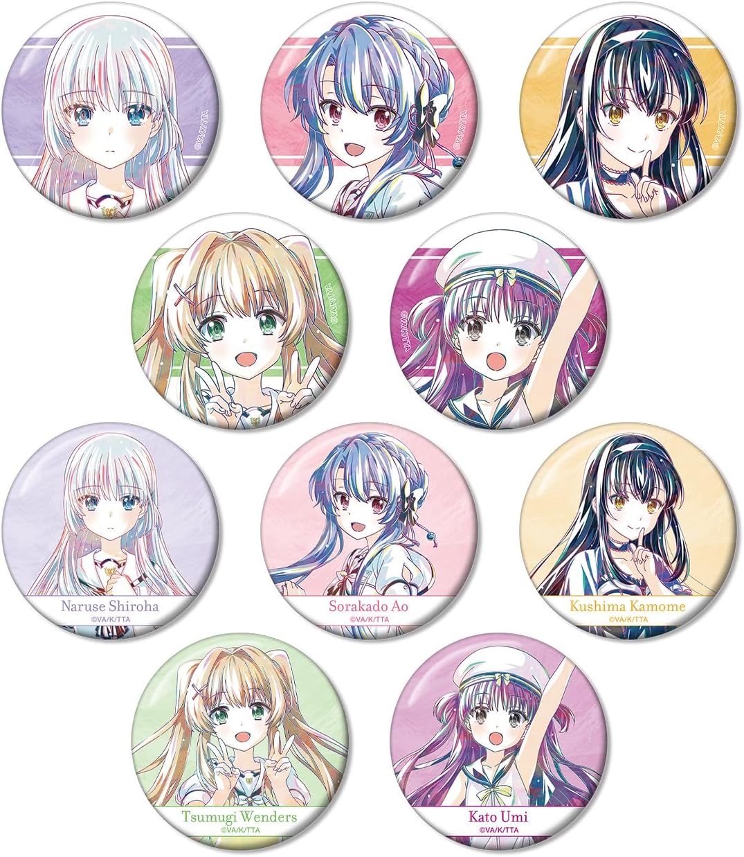 TV Anime Summer Pockets Trading ANI Art Tin Badge Box of 10