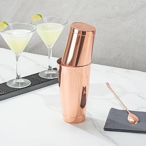 Miniatura 8 de Restaurantware Bar Lux Boston Shaker de 24 onzas, 1 coctelera chapada en cobre, parte inferior con peso sin fugas, mezclador de bebidas Martini de