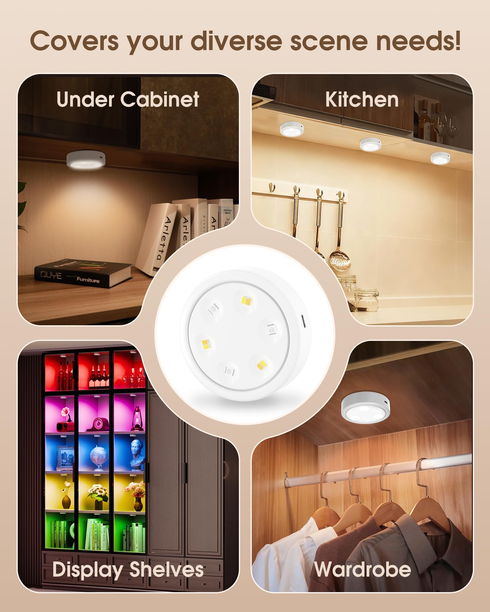 Luce LED Sottopensile, 2000 mAh Ricaricabile Luce LED con Telecomando, RGB e 3000K/4500K/6000K Luce Sottopensile, Dimmerabili Magnetiche Luce Sottopensile per Armadio Cucina Corridoi Scale