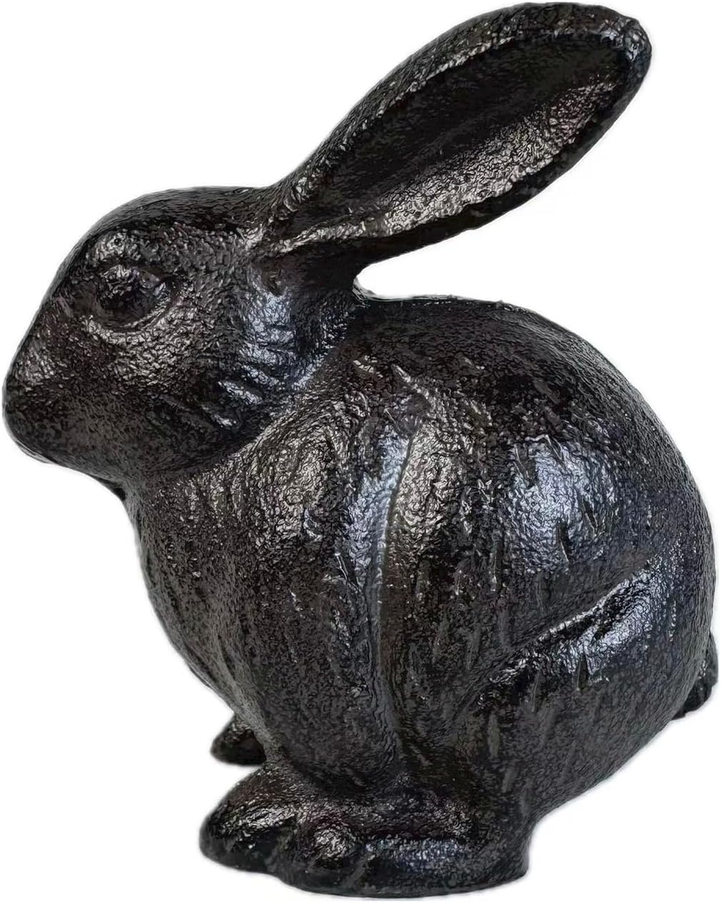 Rust Brown Cast Iron Sitting Rabbit Statue（4.5" Tall）, Vintage Garden Bunny Sculpture, Outdoor Decorative Figurine HC7829