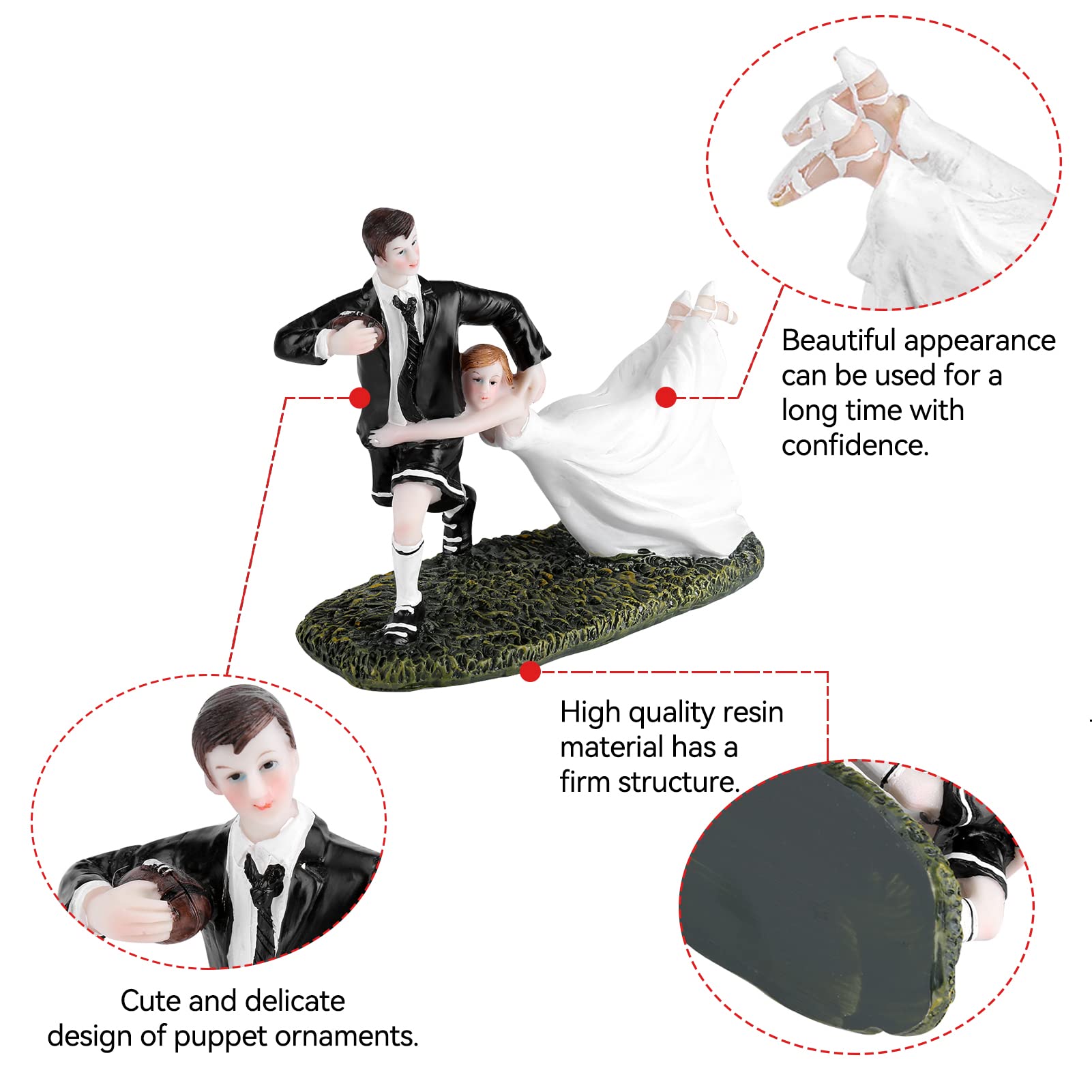 Bride and Groom Cake Topper, Wedding Cake Topper Mr and Mrs Resin Figurine Bride and Groom Figurines Couple for Wedding Cake Decoration - Image 3