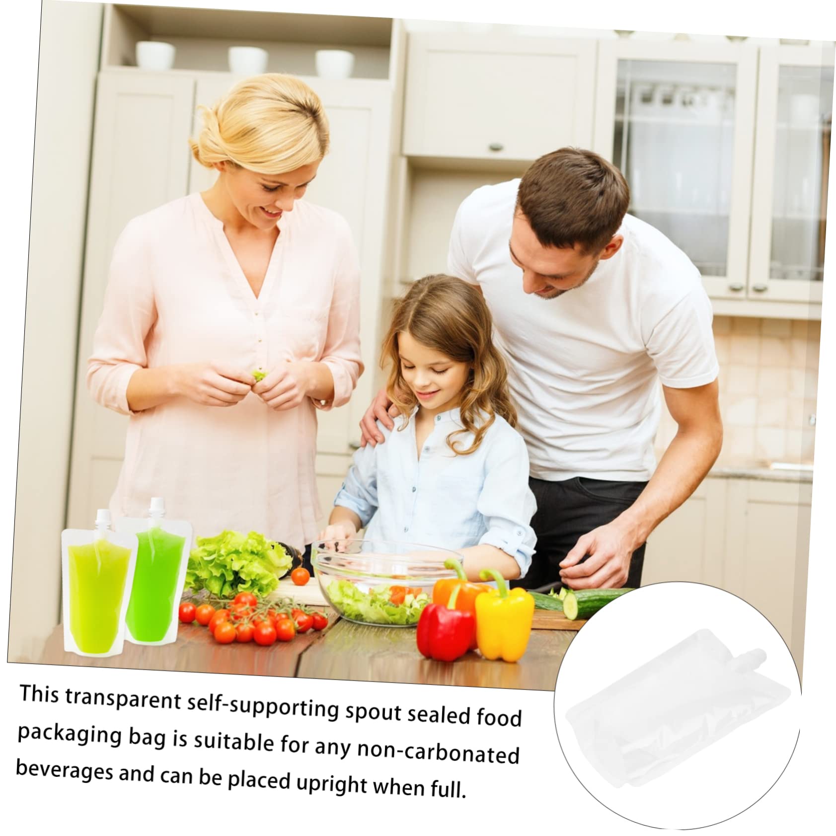 MOLUCKFU Nozzle Sealed Packaging Bag 380ml Portable Plastic Drinks Bag for Camping Fishing Travel