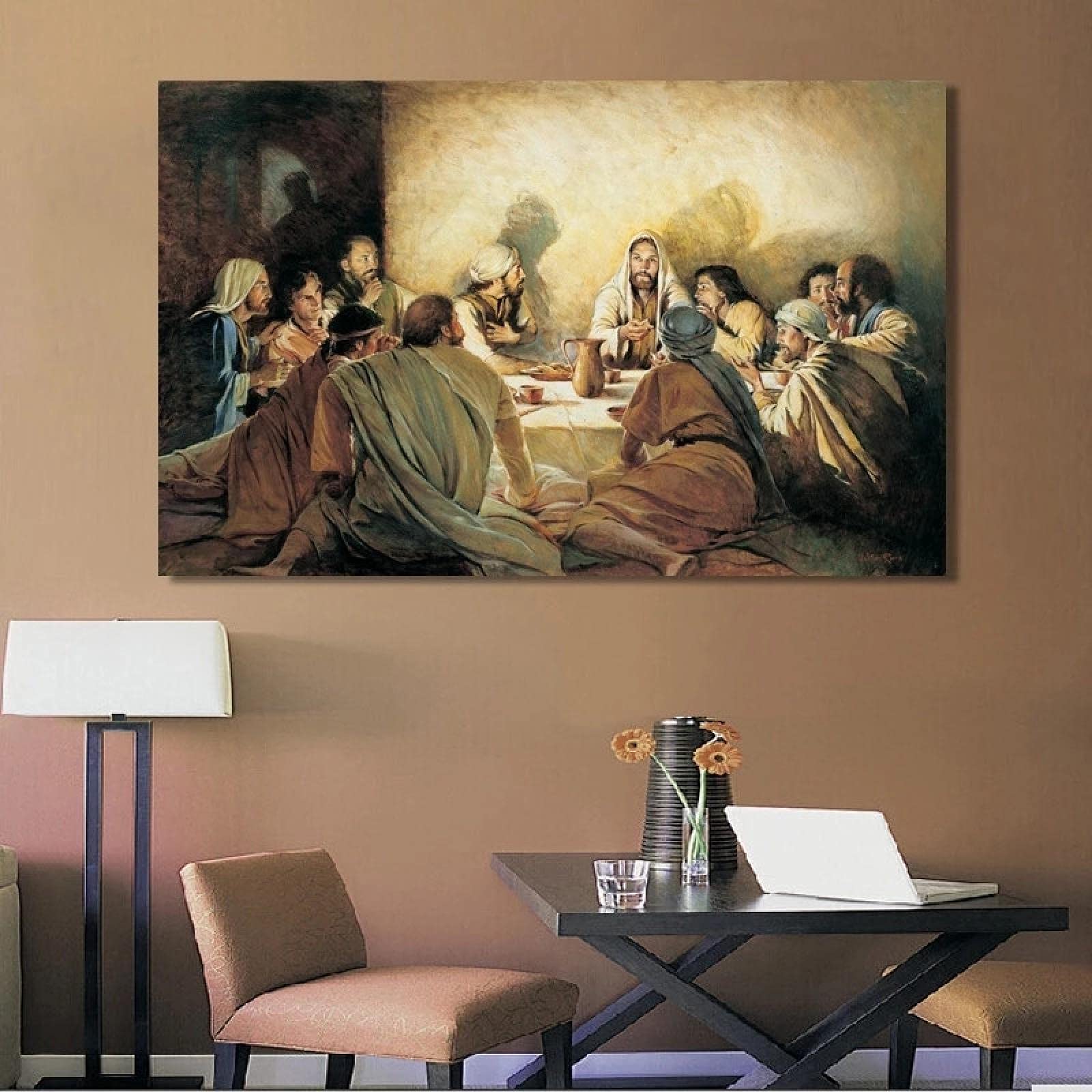 Letztes Abendmahl Da Vinci Berühmte Leinwand Gemälde Poster und Drucke Jesus und Jünger Skandinavien Wandkunst Bild für Zuhause 60x92cm Mit Rahmen