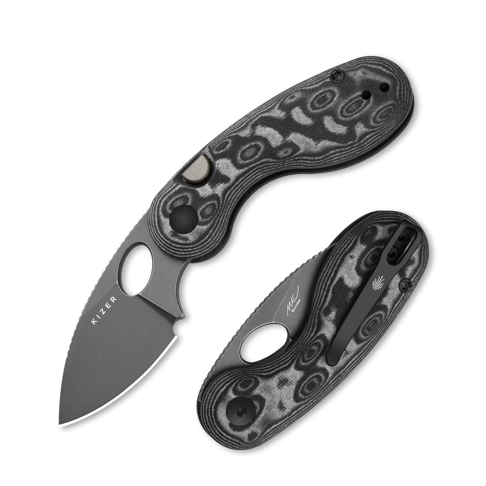 Kizer Microbe EDC Taschenmesser 5,56 cm 14C28N Stahl Drop Point Klinge Klappmesser Micarta Griff