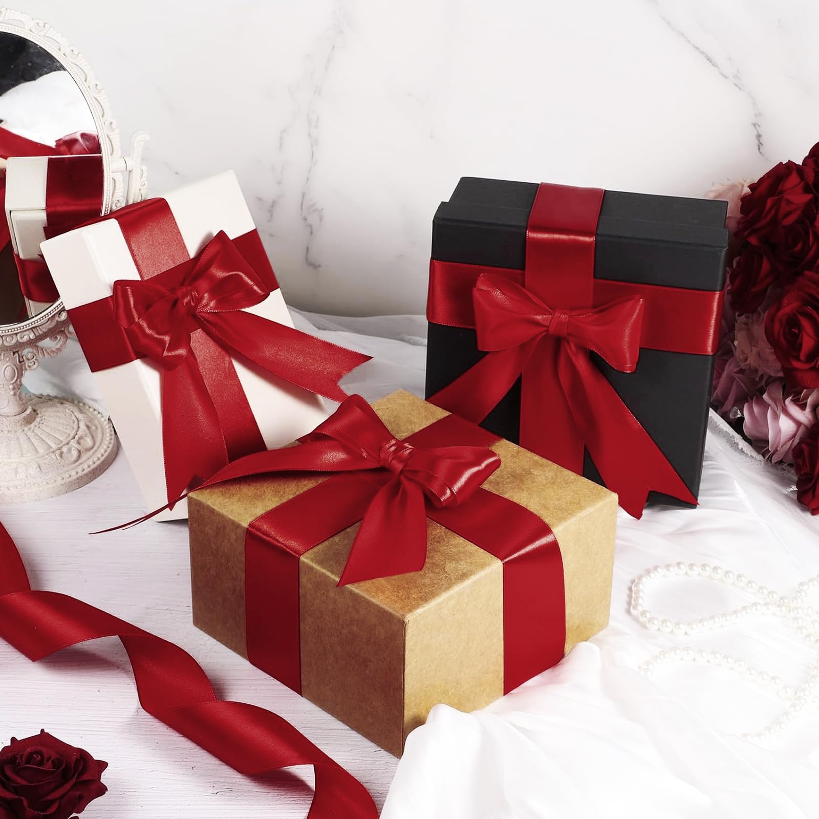 Nastro Di Raso 6mm X 91m - Oro Rosa Per Regali, Matrimoni, Decorazioni Natalizie E Fai Da Te - Foto 2