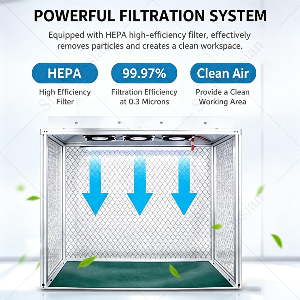 Air Flow Clean Bench Mit Klasse100 Hepa-System | Vertikale Laminar-Flow-Haube,3ventilatoren,Geräuscharmer Betrieb,Elektronikreparatur,Reinraum,Labor,Staubfreie Werkbank