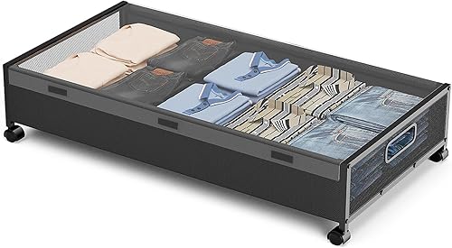 KITHELP Almacenamiento debajo de la cama con ruedas, almacenamiento de zapatos debajo de la cama, cajones de almacenamiento debajo de la cama con
