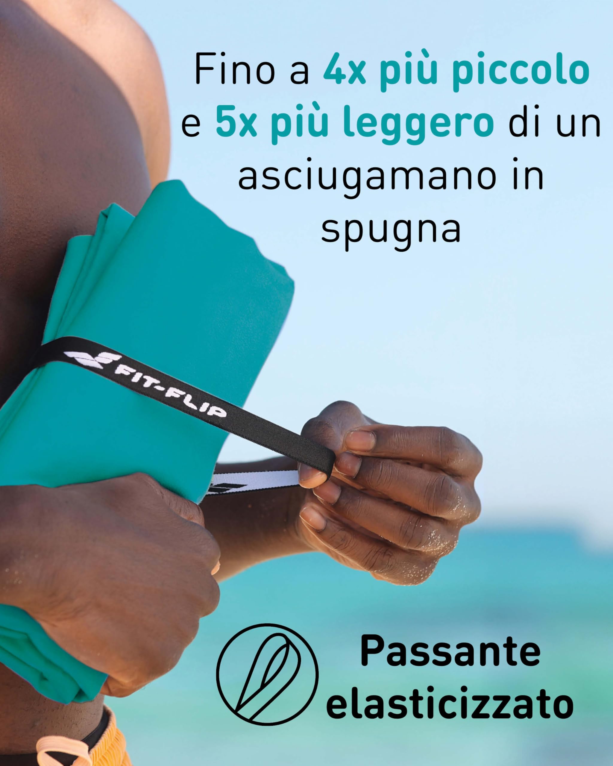 Fit-Flip Asciugamani microfibra - il perfetto telo mare microfibra grande - asciugamano palestra compatto e ultraleggero - asciugamano microfibra - ottimale per viaggio, sport e palestra