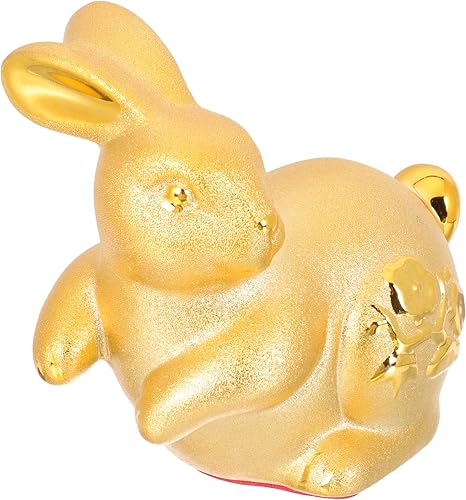 VOSAREA Figura de conejo dorado 2023 estatua de conejo del zodiaco chino Feng Shui, escultura de conejo de dibujos animados para Año Nuevo VOSAREA Figura de conejo dorado 2023 estatua de conejo del zodiaco chino Feng Shui, escultura de conejo de dibujos animados para Año Nuevo