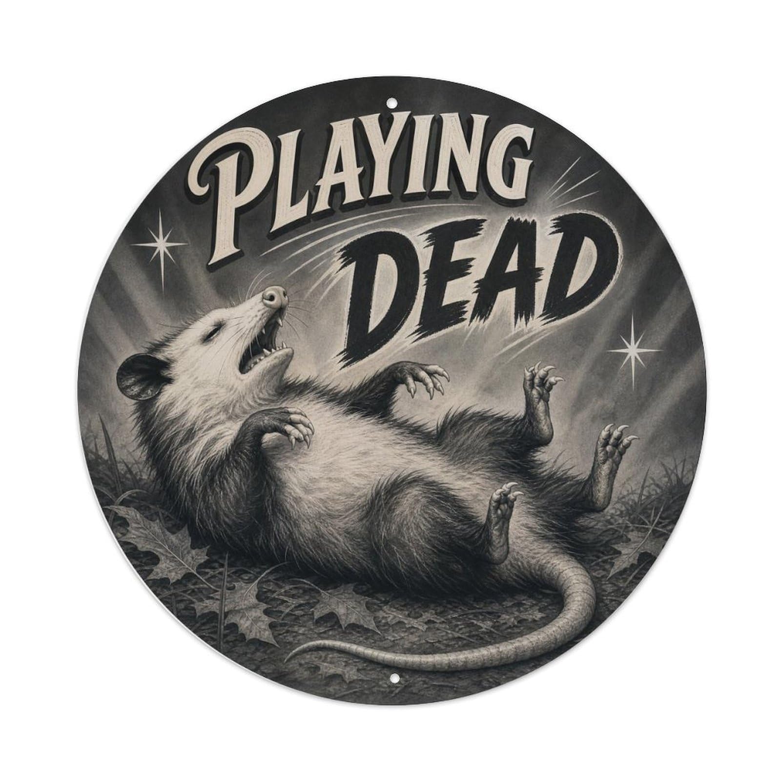 Rustic Opossum Woodland Wildlife Playing Dead Vintage Metal Tin Sign