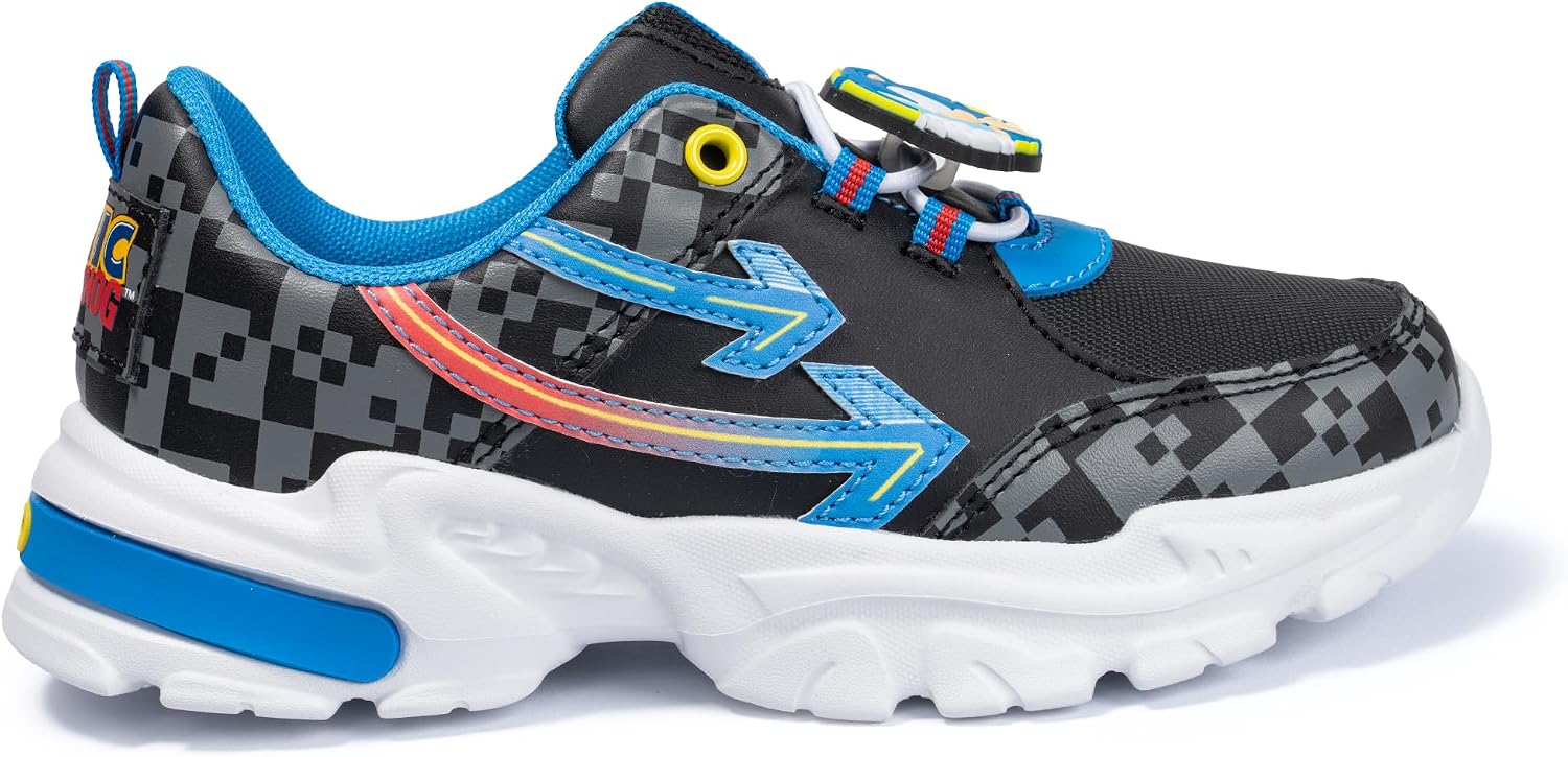 Sonic The Hedgehog Officially Licensed Youth Boys Running Sneakers – Lightweight Athletic Lace-Up Shoes Cushioned Kids Footwear School Play Sports
