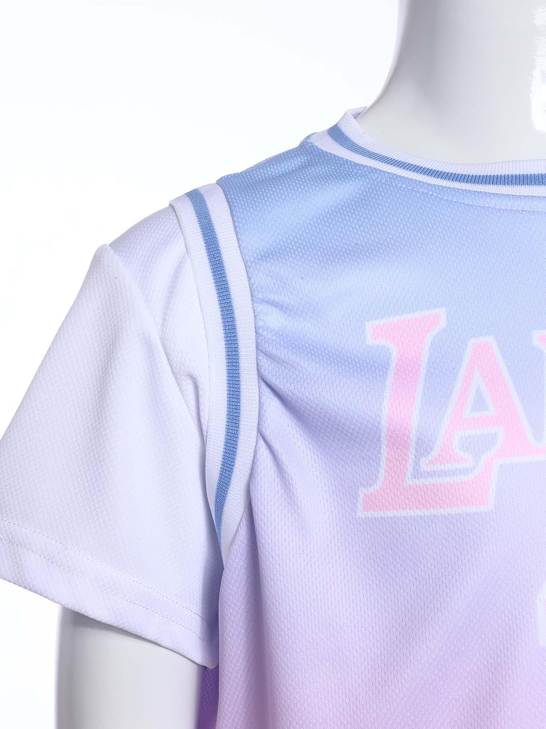 2Pieces Kids Girls Outfit Sports Set Basketball Round Neck Short Sleeve T-shirt Elastic Waistband Shorts
