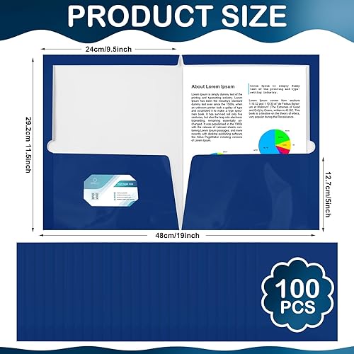 Miniatura 5 de Yeaqee Paquete de 125 carpetas de papel laminado brillante con 2 bolsillos, carpeta de presentación para el primer día de escuela, tamaño carta, dos