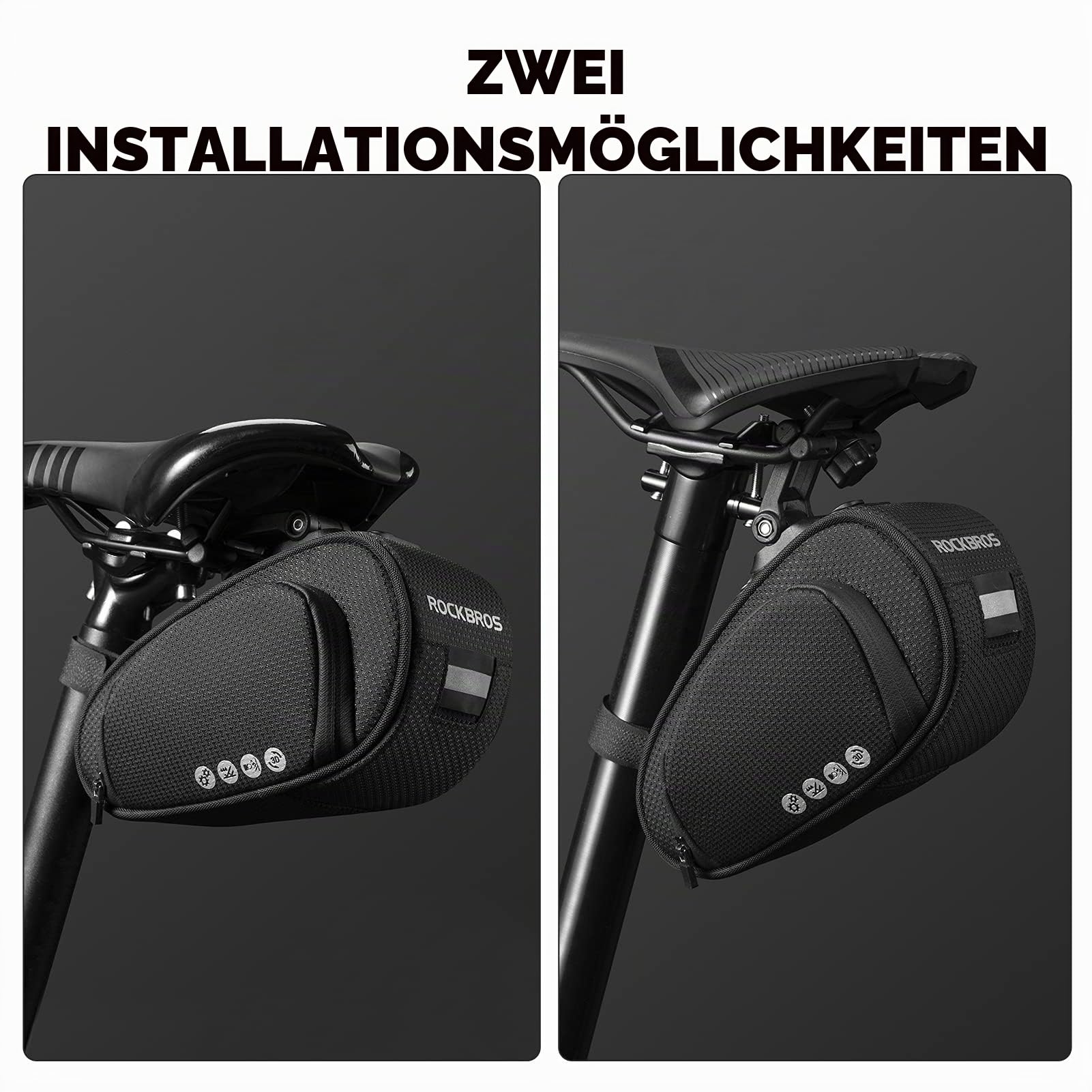ROCKBROS Satteltasche für Fahrrad Praktisch Fahrradtasche mit Schnellverschluss Tasche für MTB Rennrad Faltrad ca. 1L